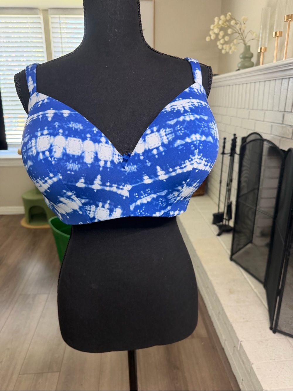 Cacique Blue and White Tie-Dye Padded Bralette